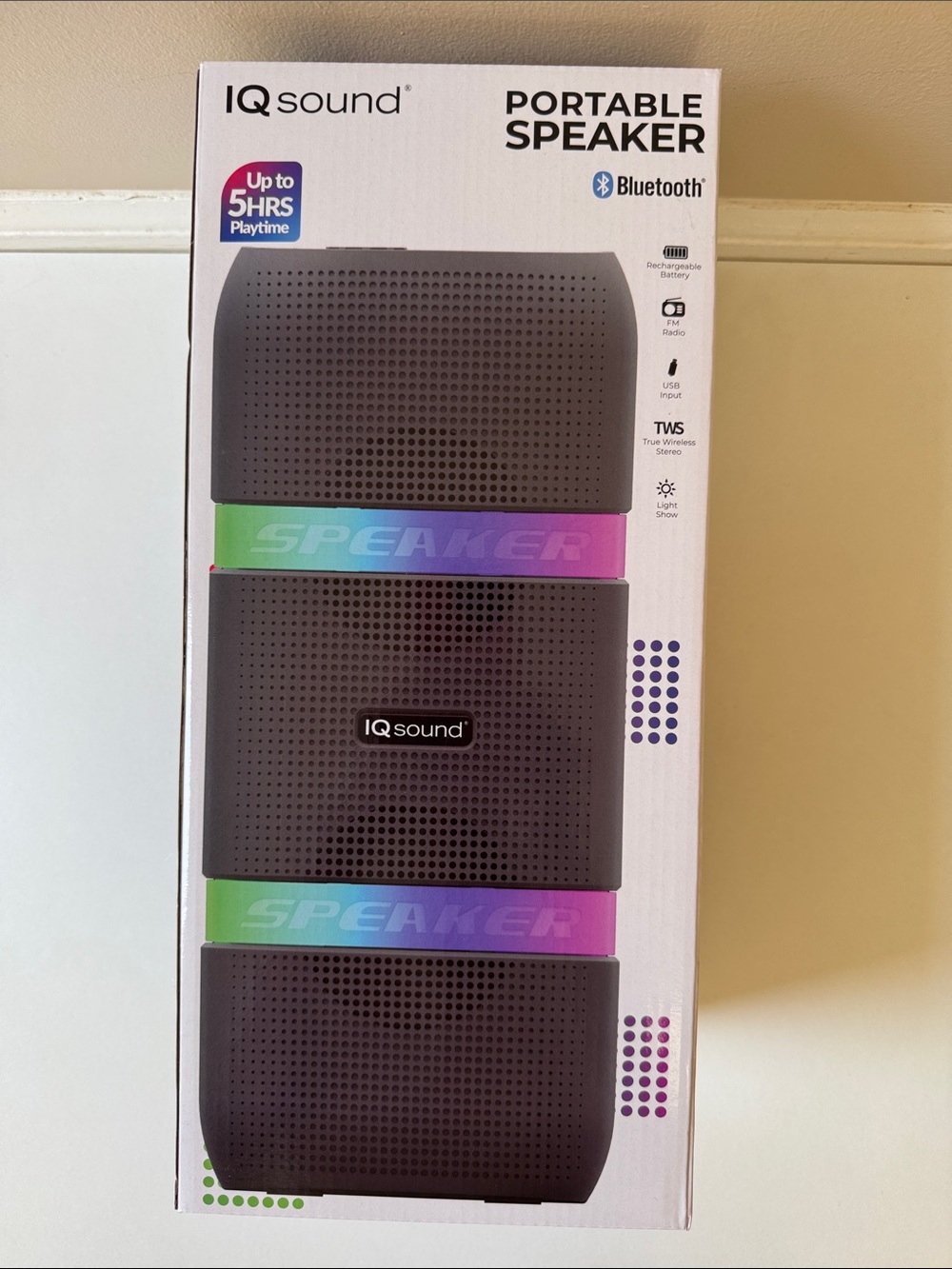 NEW IQ Sound 2 x 4-Inch Portable Bluetooth TWS LED Speaker